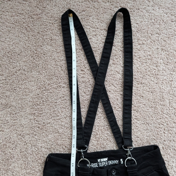 Hot Topic HT Denim Black Suspender Super Skinny Jeans Size 5 - Picture 9 of 12
